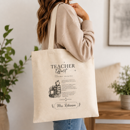 Teacher Vibes Cotton Canvas Tote — 'Teacher Closet' Quote & Books Gift Bag