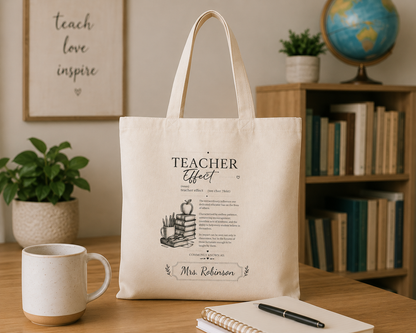 Teacher Vibes Cotton Canvas Tote — 'Teacher Closet' Quote & Books Gift Bag