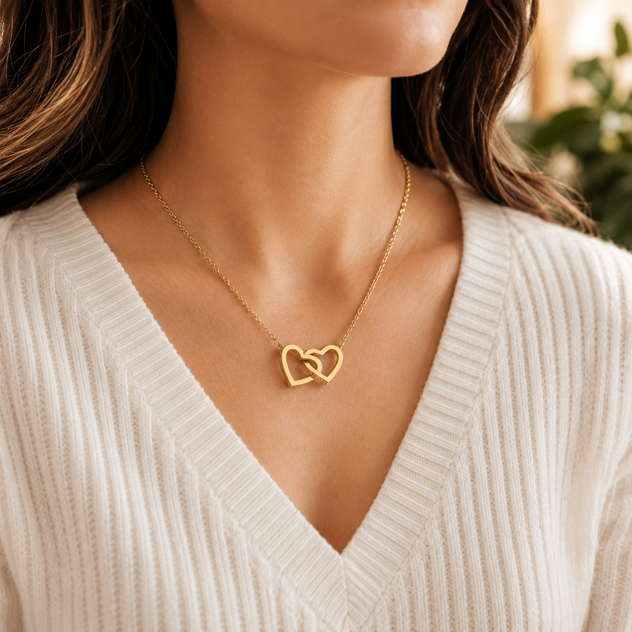Forever Friend and Companion Interlocking Hearts Necklace