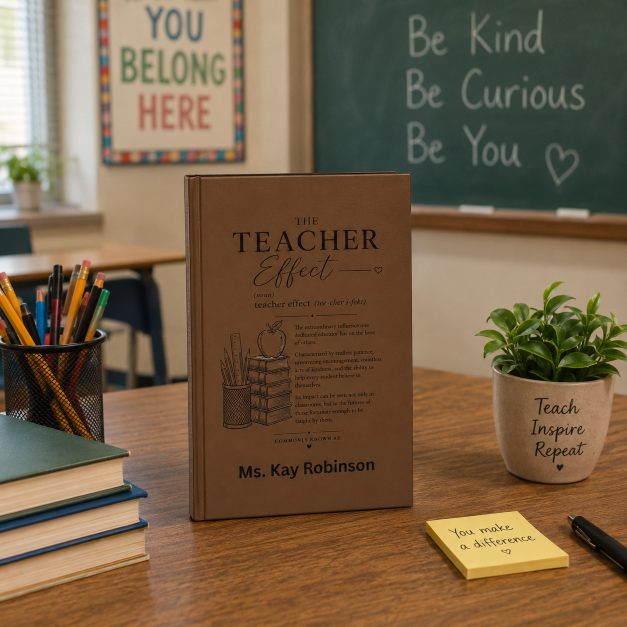 Teacher Effect Vegan Leather Journal — Personalized Engraved Teacher Gift