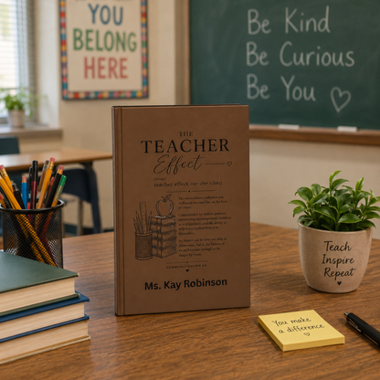 Teacher Effect Vegan Leather Journal — Personalized Engraved Teacher Gift