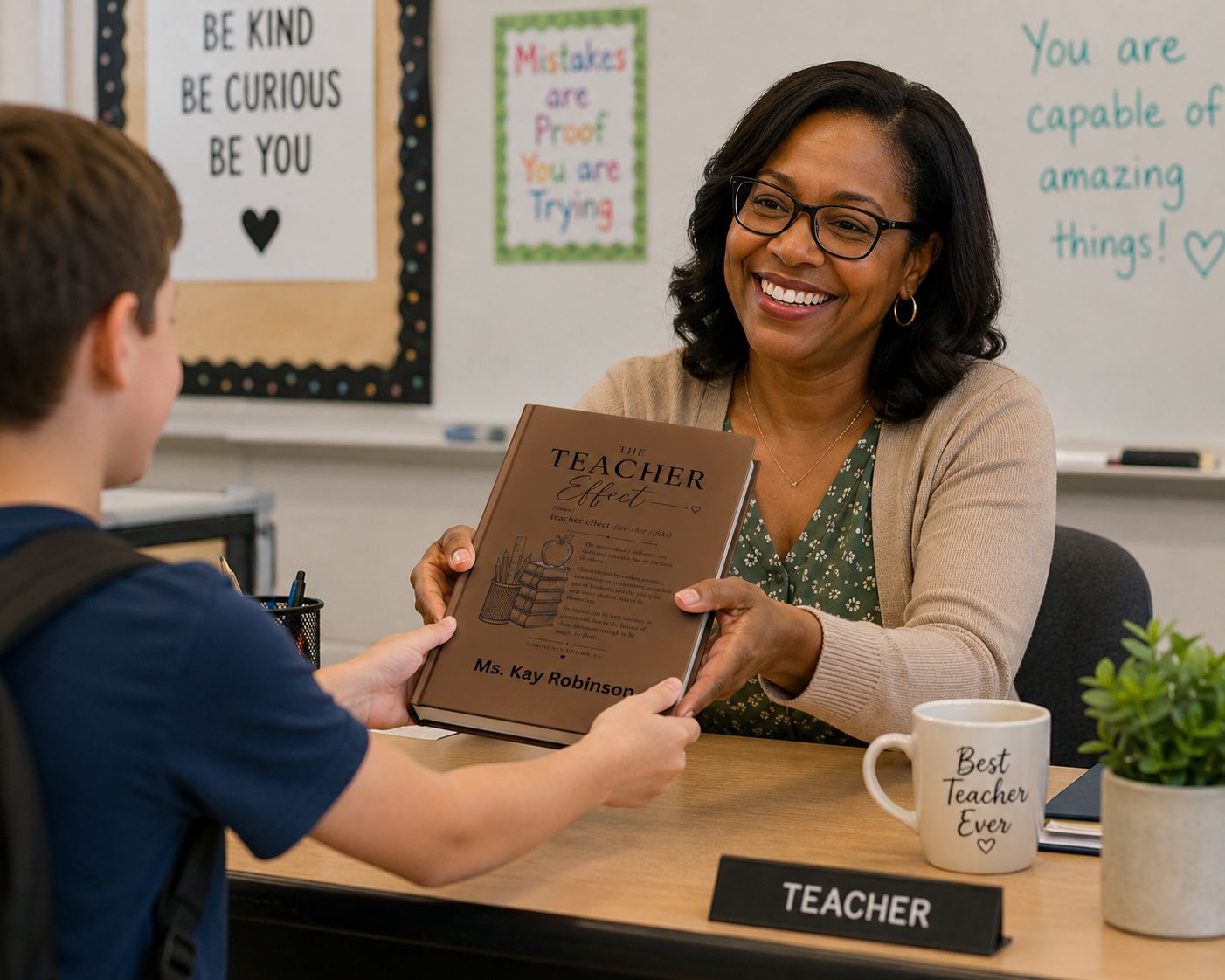 Teacher Effect Vegan Leather Journal — Personalized Engraved Teacher Gift